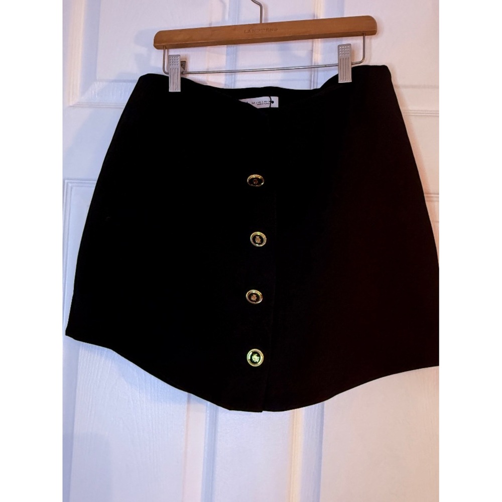 Zara Black Mini Skirt Gold Button Detail Size Large Date Night Chic - Picture 2 of 7